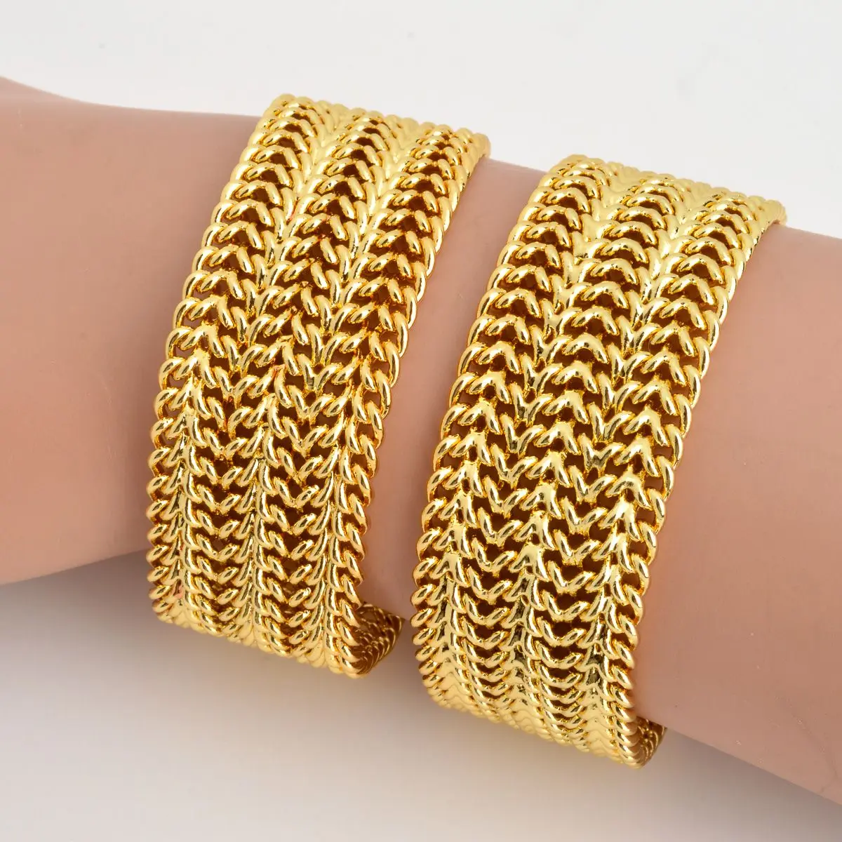 20MM Duży szeroki łańcuszek dla mężczyzn Bransoletka damska Pozłacana podwójna tkana Rolo Cable Curb Link Catenary Chain Fashion Gruba bransoletka