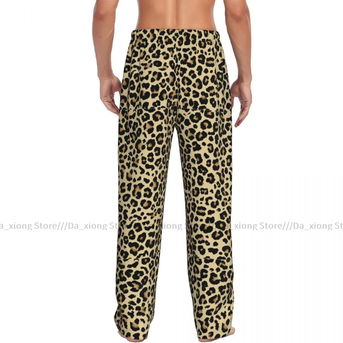 Leopard Pattern pele pijama masculino, calças lounge, fundo do sono, pijama