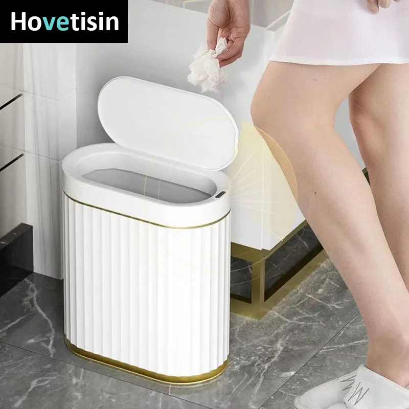 Wastebasket Automatic Sensor Trash Can Smart Dustbin Luxury Bathroom Toilet Trash Bin with lid Electric Kitchen Garbage Bin Dump