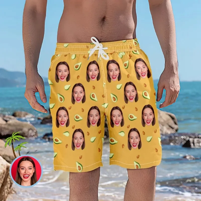 Funny Diy Face Custom Men Shorts Pineapple Fruit Beach Shorts 3D Printed Unisex Sport Board Gym Ice Short Pants Swim Trunks