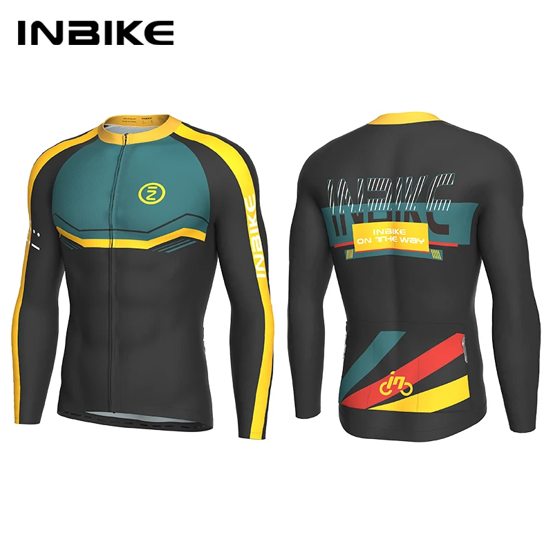 

INBIKE мужской велосипедный трикотаж с длинными рукавами, велосипедная верхняя рубашка, одежда для велоспорта, быстросохнущая одежда с карманами, мужская одежда для велоспорта