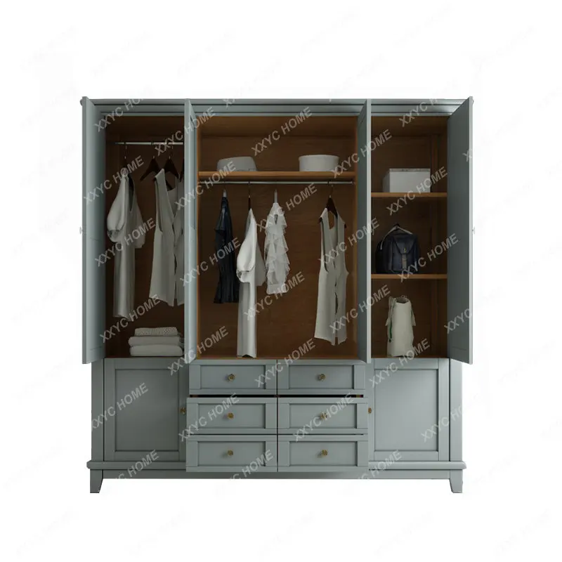 

Solid Wood Wardrobe Modern Minimalist 3-Door 4-Door Wardrobe Large Capacity Bedroom Wardrobe Locker