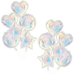 19Inch Laser Transparent Foil Balloon Star Heart Helium Iridescent Globos for Kids Birthday Party Wedding Decoration Baby Shower