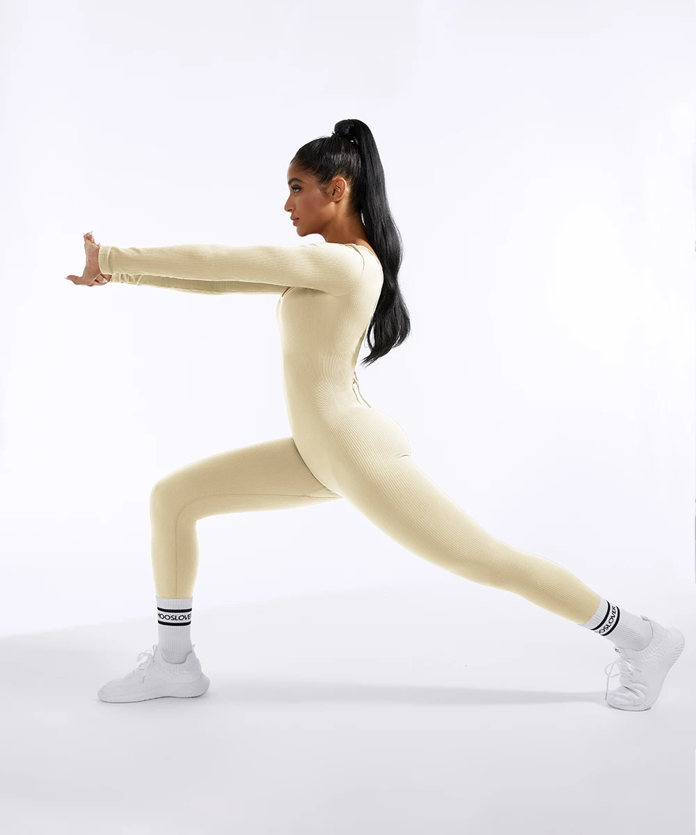 Jumpsuit Workout Fitness Gym Yoga Clothes Dance Long Sleeve One Piece Sports Jumpsuit Sexy Tight Boilersuit Women Tracksuit