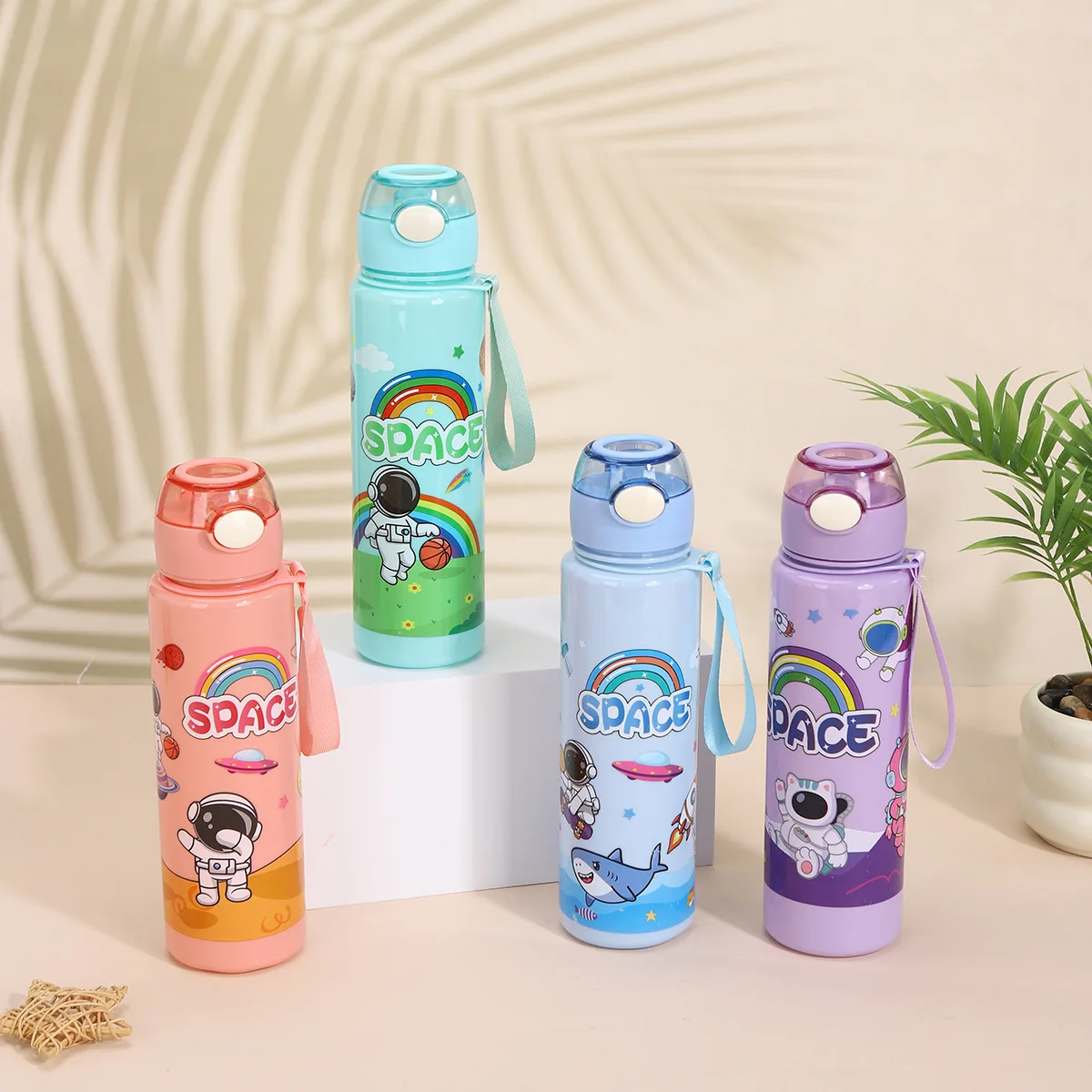 800ml New Cosmic Astronaut Themed Insulated Water Bottle Leakproof Flip Lid Carrying Strap Portable Adorable Activities Cup gift