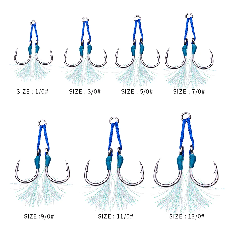 Carbon stainless steel fishing hook for saltwater  jigging fishing hook  accessories 1/0 3/0 5/0 7/0 9/0 11/0 13/0 1pair/bag image 6