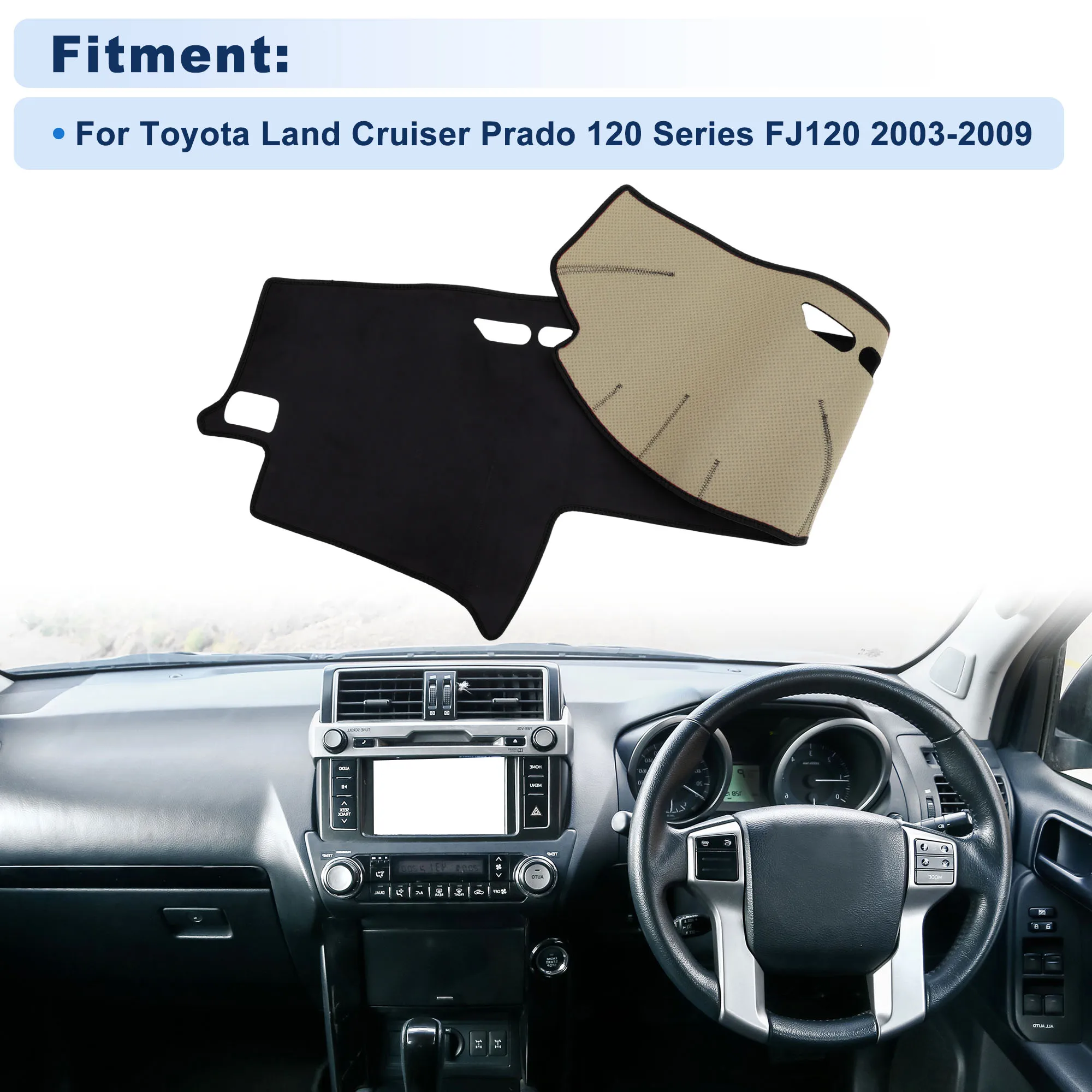 UXCELL Dash Cover for Toyota Land Cruiser Prado 120 Series FJ120 2003-2009 Black 1 set