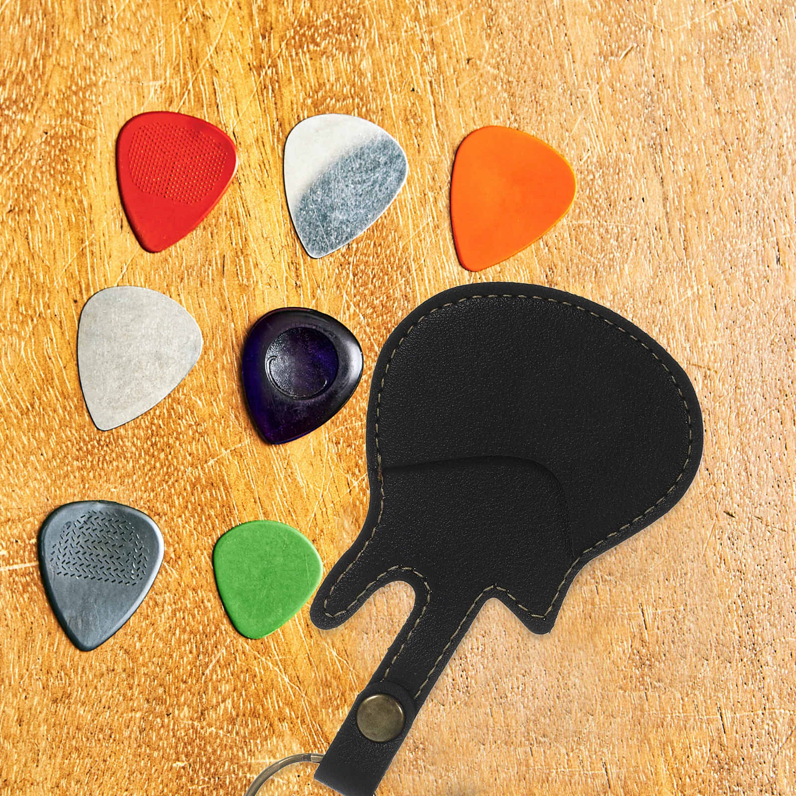 

PU Guitar Pick Holder Mini Blue Storage Bag for Picks Plectrums Keychain Zinc Alloy Portable Musical Instrument Guitar