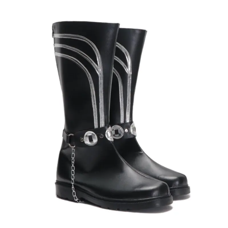 Anime Identity V Norton Campbell Cosplay Shoes Black Medium-Long PU Leather Boots For Halloween Carnival