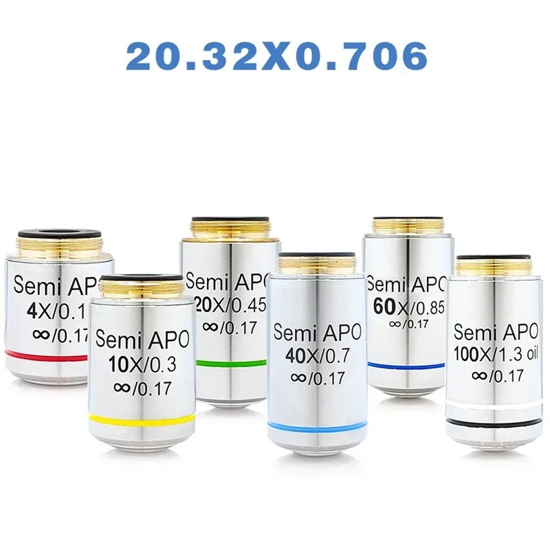 4X10X20X40X60X100X Plan Semi-Apochromat Infinity Biological Microscope Objective Professional Infinity Microscopio Objective