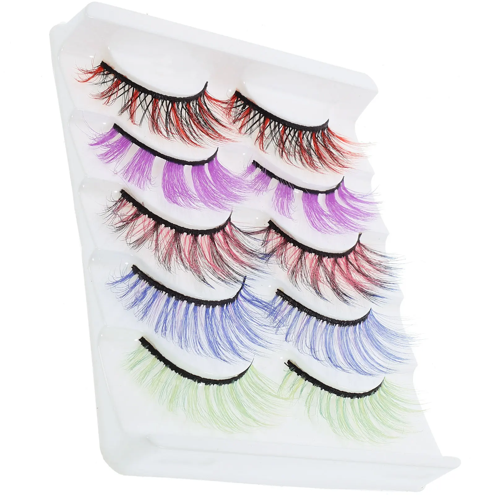 5 paires de faux cils de haute qualité, à l’aspect naturel, légers, réutilisables, en touffes, pour le maquillage, les soirées et les spectacles.