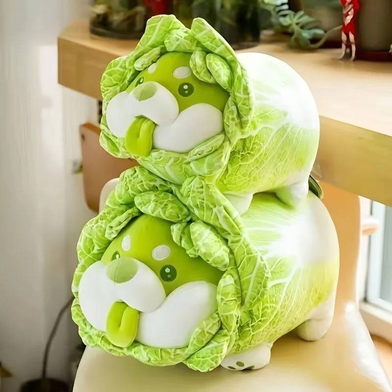 60cm Vegetable Fairy Cabbage Doll Puppy Green Tongue Plush Toys Sleeping Pillow Sofa Decoration Ornaments Birthday Gifts Toy Kid