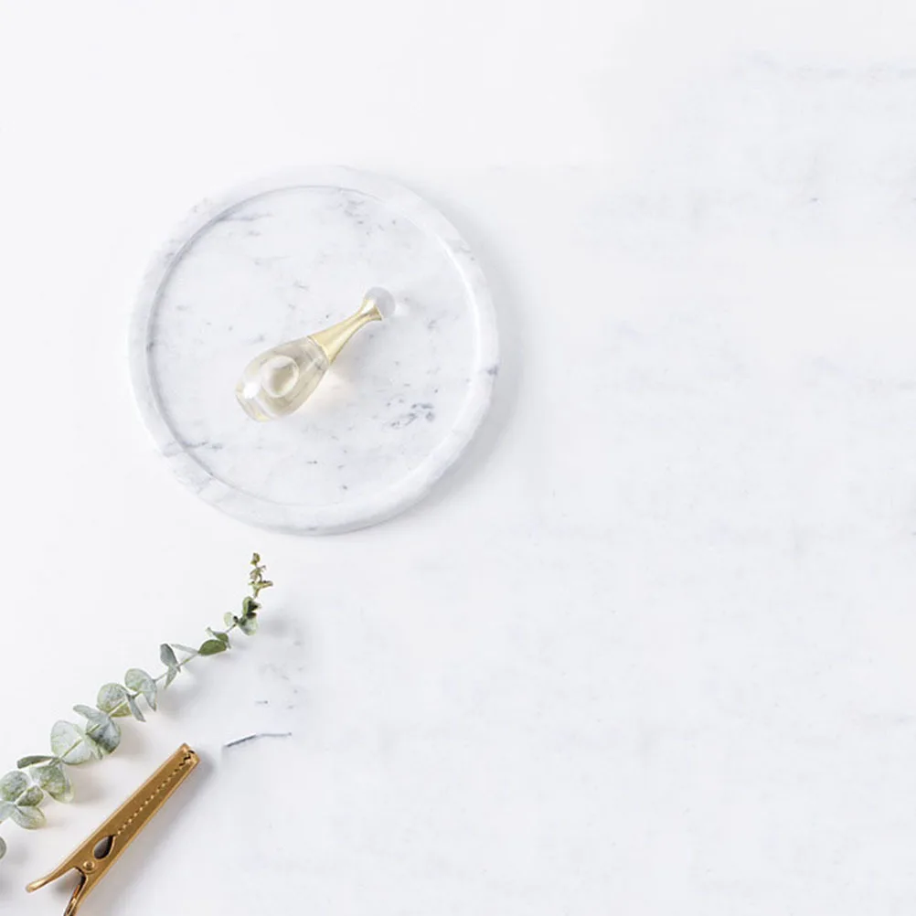 

Natural Marble Jewelry Dish Grayish White Multi-Functional Tray for Bathroom Bedroom Store Display Decoration Jewelry Tray