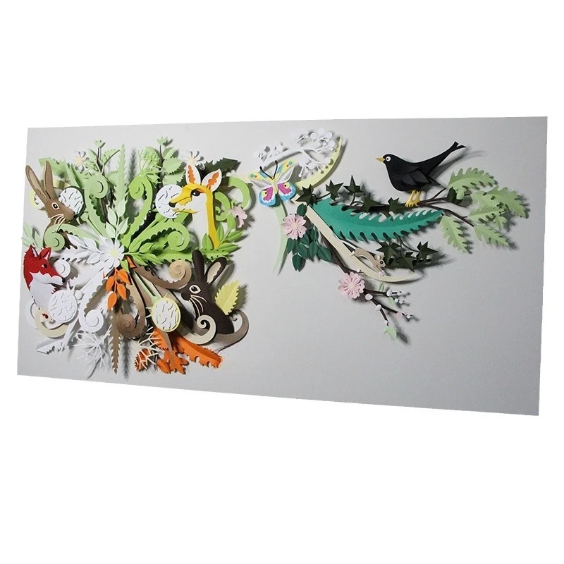 

Handmade three-dimensional 3D paper relief indoor wall hanging arrangement paper carving decorative painting
