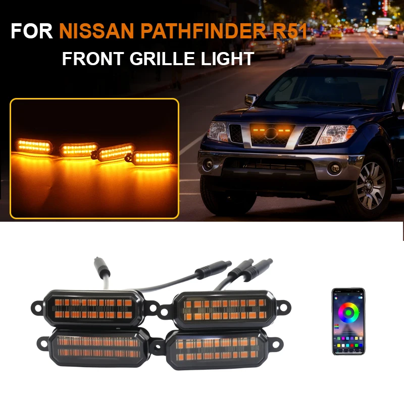 LED Front Grille Light FOR NISSAN PATHFINDER R51 Old Model Car Daytime Running Light Wheel Eyebrow Lamp For Pickup Offroad 12V