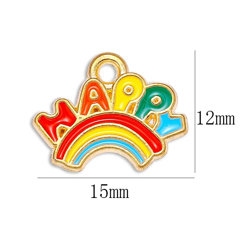 20 pcs/lot Fashion Alloy Love Happy Rainbow Pendant Accessories Charms for Women, Earrings/Necklace Handmade DIY Jewelry