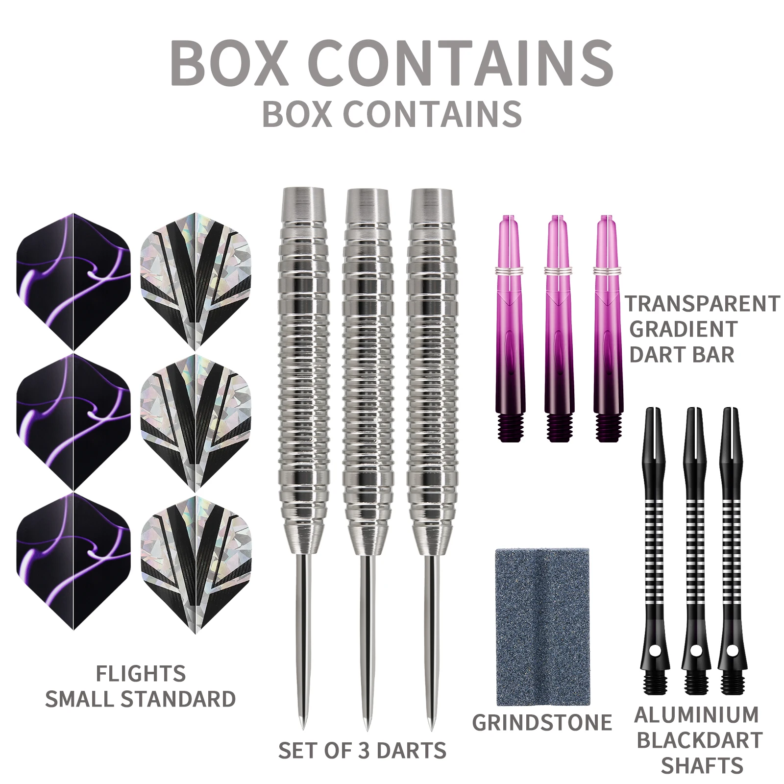 Huanqu Three-Piece Iron Dart Set Professional Hard Dart Set Complete Set Includes Full Dart Set Extra Dart Shafts, Flights, Sharpening Stone Dart Board Accessories Family Bar Entertainment Party Game Supplies Set Suitable for Indoor and Outdoor Competition Training Advanced Color Scheme Dart Enthusiasts' First Choice Easter Gift/Valentine's Day Gift/Birthday Gift