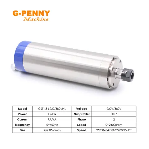 G-PENNY 1,5kw ER16 Vattenkyld Spindelmotor D=65mm 4 st Lager Vattenkylning För Träbearbetning 10 best sales 65 mm spindel - №3