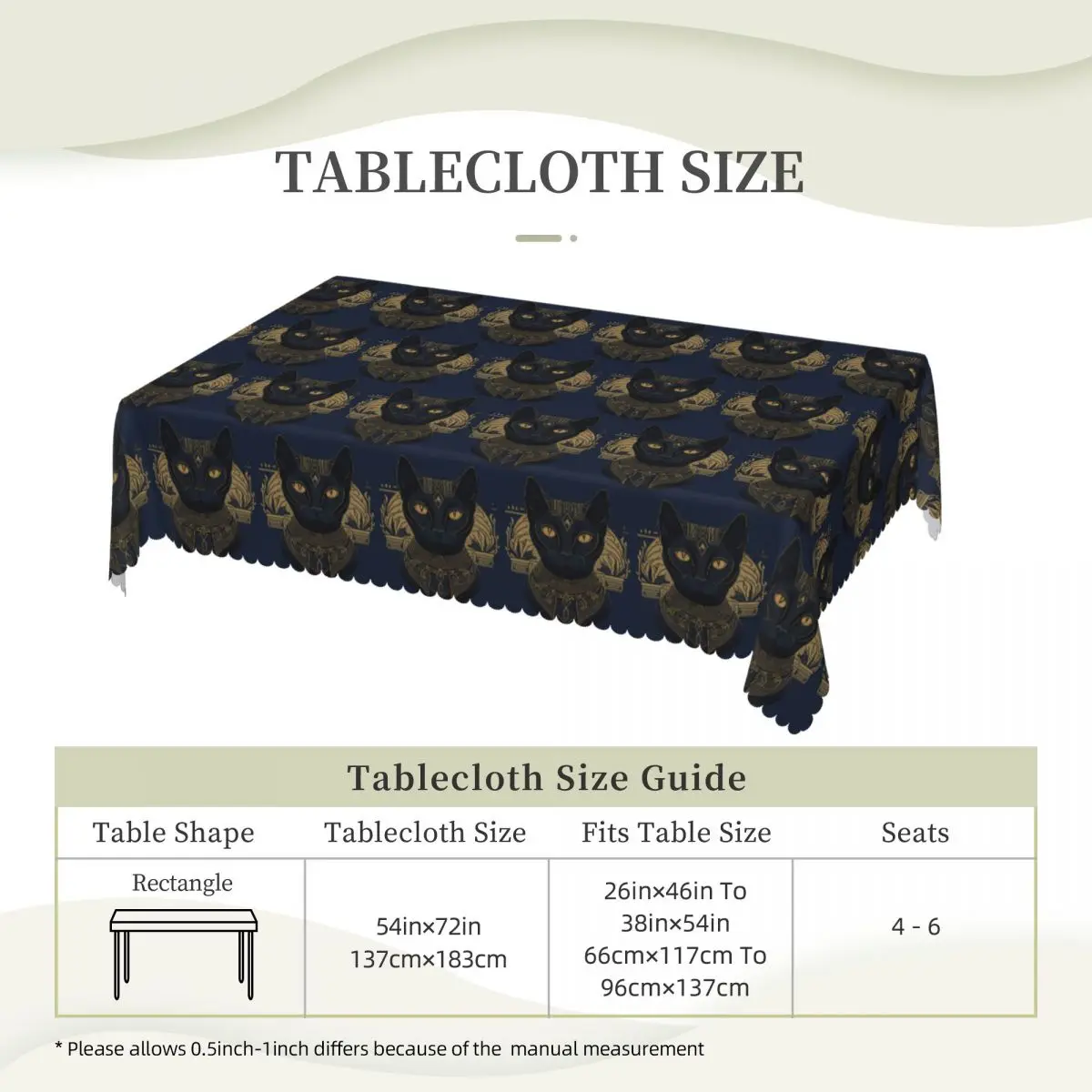 Egyptian Goddess Bastet Art Of Ancient Egypt Cat Myth Pharaonic Custom Rectangular Tablecloth Table Cover for Party Table Cloth