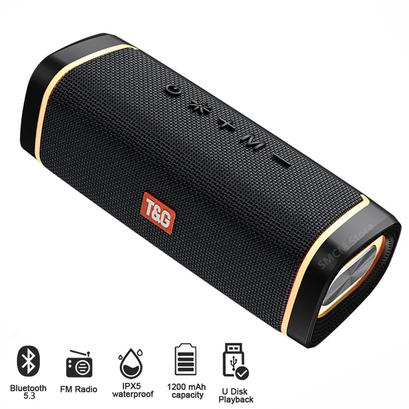 

TG375 caixa de som Bluetooth Speaker Wireless Outdoor Waterproof Portable Riding Hook Mini Audio TWS Subwoofer Type-c Port TF/FM