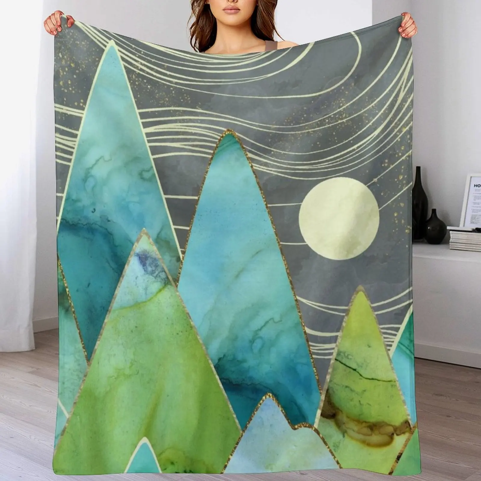 

Moonlit Mountains Throw Blanket Flannels Soft Big Kid'S valentine gift ideas Blankets