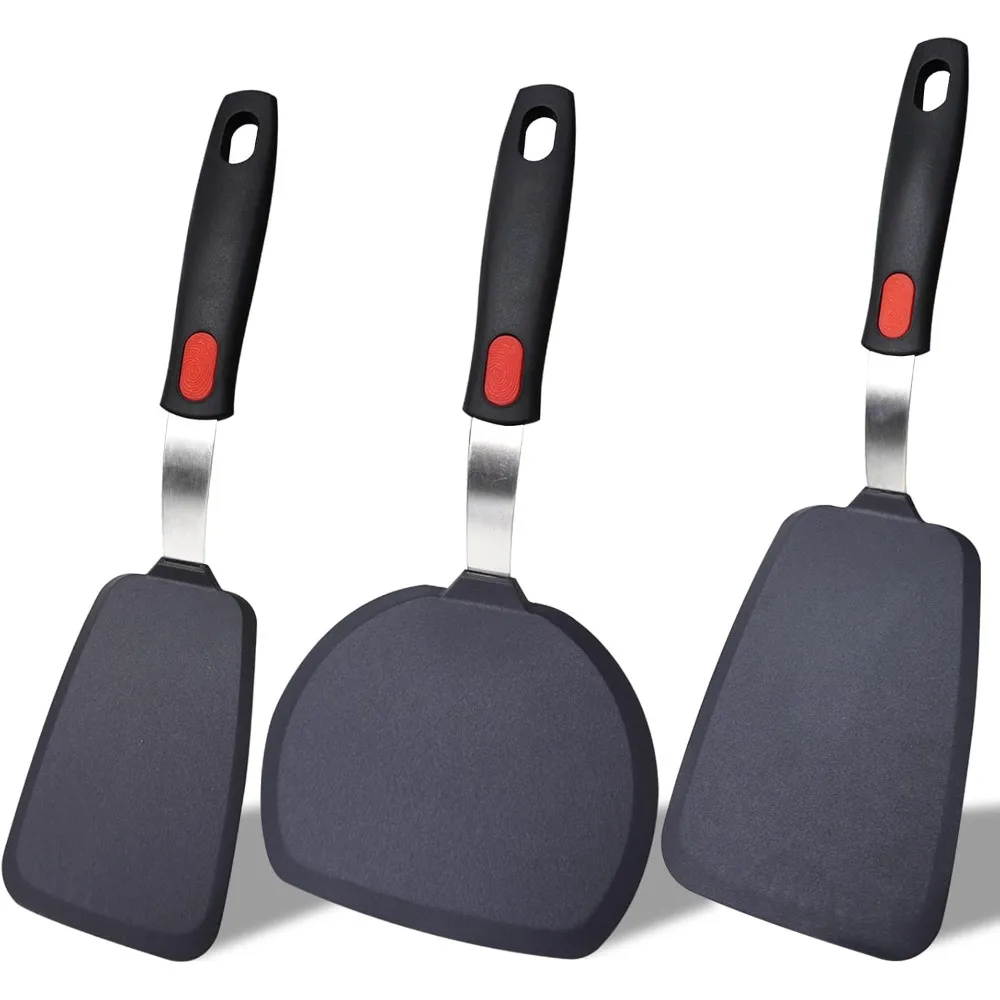 

Silicone Spatula Turner Set,3-Pack Spatula Set,600°F Heat Resistant Spatula for Non Stick Cookware,Large Flexible Kitchen Utensi