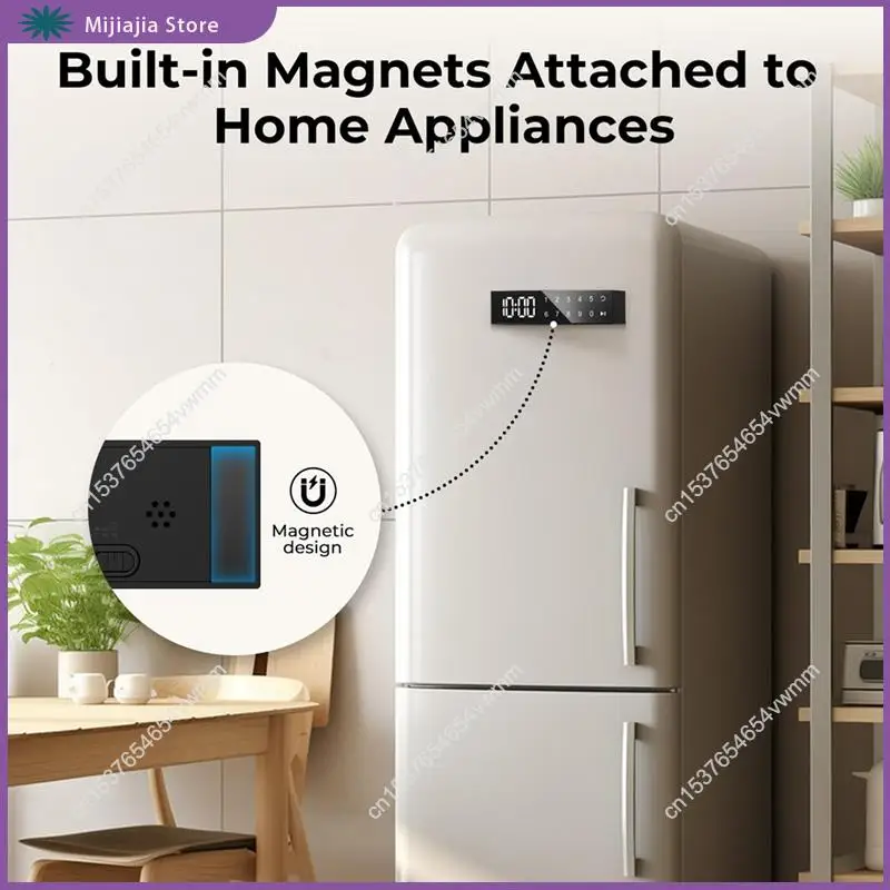 مؤقت المطبخ مع شاشة تعمل باللمس، ظهر مغناطيسي للثلاجات والأفران، مبيعات شاشة رقمية LED سهلة الاستخدام