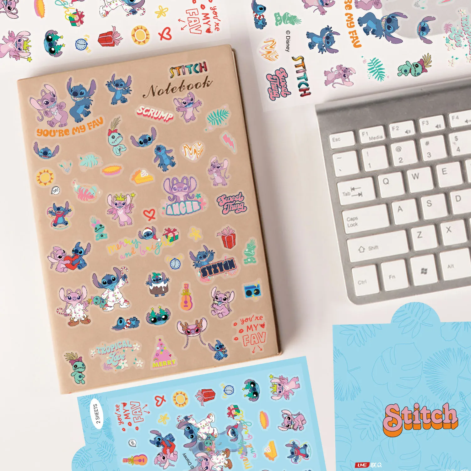 2PCS Lilo Stitchโปร่งใสสติกเกอร์สัตว์เลี้ยงDisney DIYไดอารี่แล็ปท็อปสเก็ตบอร์ดGraffiti Decalsสนุกของเล่นคลาสสิก