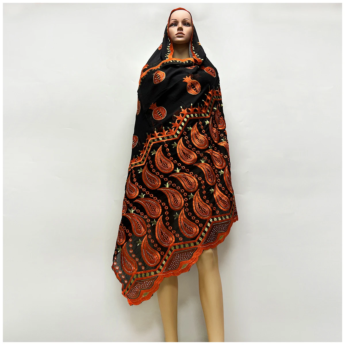 Wholesale New Dubai Scarf For Muslim Women African 100% Cotton Hijab Islam Hijab Pashmina Turban Headscarf Embroidery Shawls