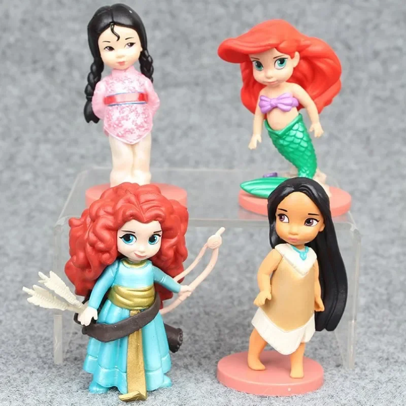 11pcs/set Disney Princess Elsa Merida Mulan Figure Cartoonist Dolls Action Figure Collectible Toys Girls Birthday Christmas Gift