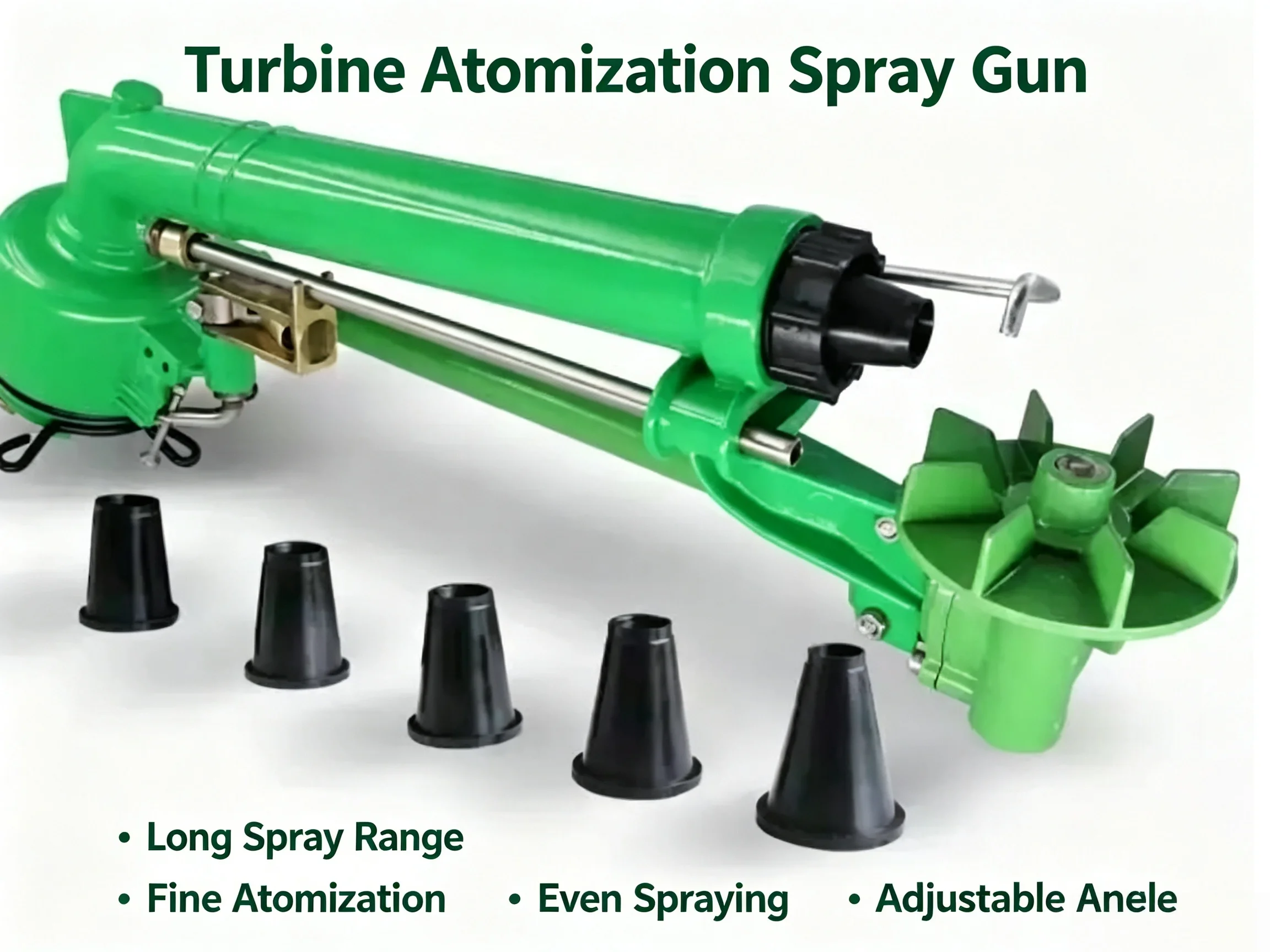50 Turbine Worm Drive Spray Gun, Farm Watering Irrigation Sprinkler, Adjustable Angle, Long Range Fine Atomization