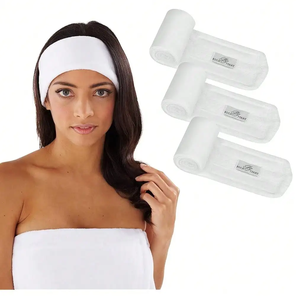 

Регулируемая повязка на голову из 100% хлопка для умывания и ухода за лицом, 3 шт.