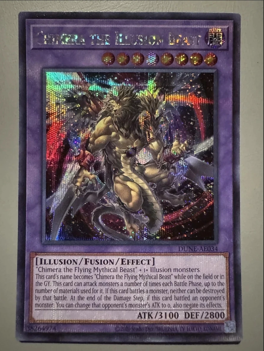 

Yugioh KONAMI Duel Monsters DUNE-AE034 Chimera the Illusion Beast Secret Rare Asian English Collection Mint Card