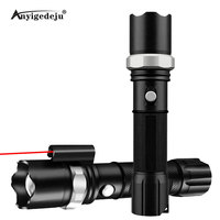 XPE Led flashlight Ultra Bright torch Camping light 3 Mode Zoomable Bicycle Light use AAA 18650 battery Tactical Red laser Lamp