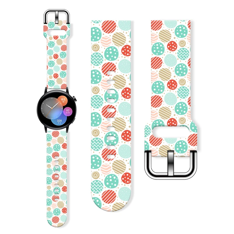 

20mm Christmas Series Printed Strap for Samsung Galaxy 7/6/5 40mm 44mm Band Replaceable Bracelet for Xiaomi Amazfit Watchband