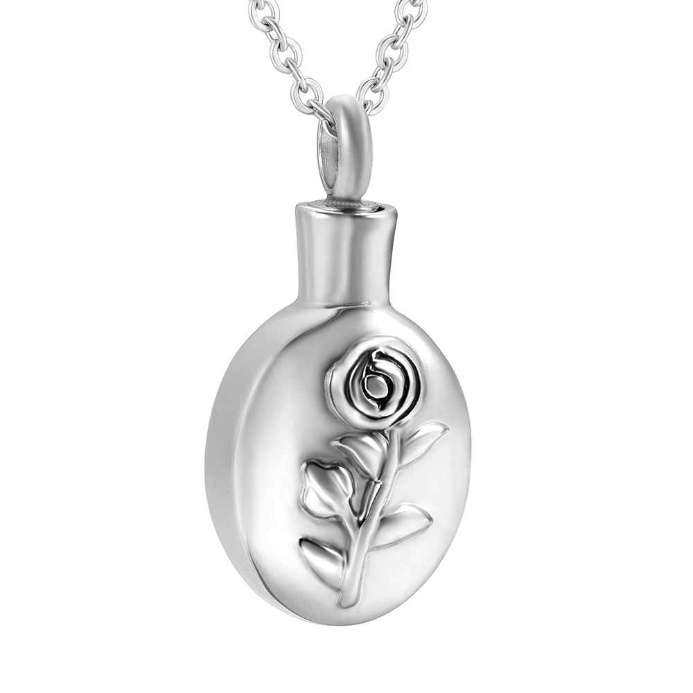 

Cremation Urns Necklace Teardrop With Rose Urns Pendant For Human/Pet Ashes Girl/Woman Memorial Jewelry Stainless Steel