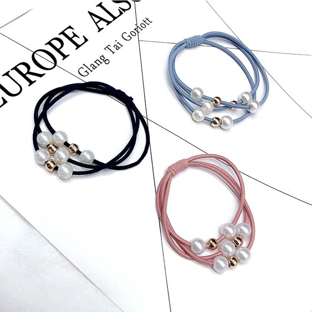 

18 Pcs Pearl Hair Tie Elastics Ponytail Holder Temperament Design Fashion Kids Rope