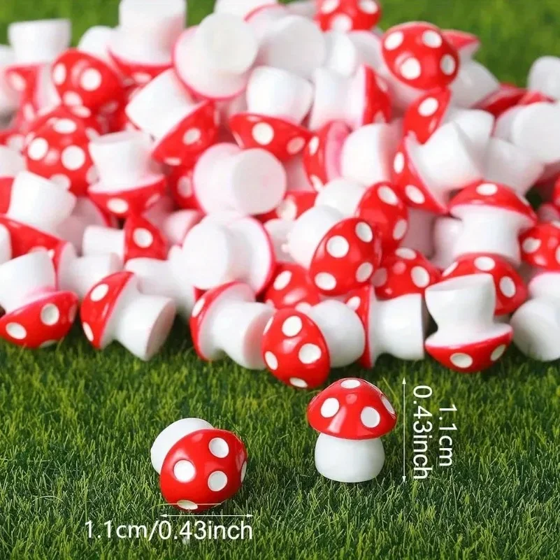 50Pcs Tiny Resin Mushroom Mini Mushrooms Miniature Figurines for Micro Garden Landscape Terrarium