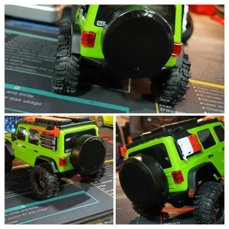 3D Printed Interior Trim Bumper W/ Tow Hook & Spare Tire Cover for AXIAL 1/30 SCX30 Jeep RC Crawler Upgrade Accessories