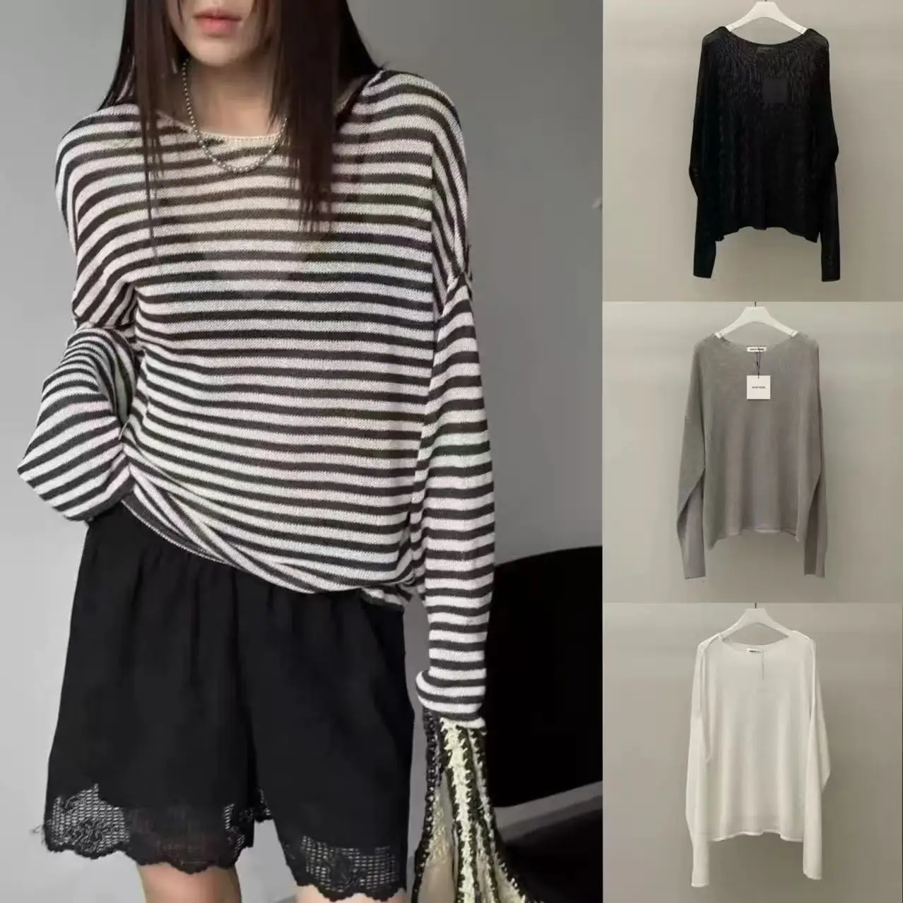 

Свободный длинный вязаный топ в полоску Sve, мягкий драпированный утягивающий повседневный женский модный топ, осень 2025 г.