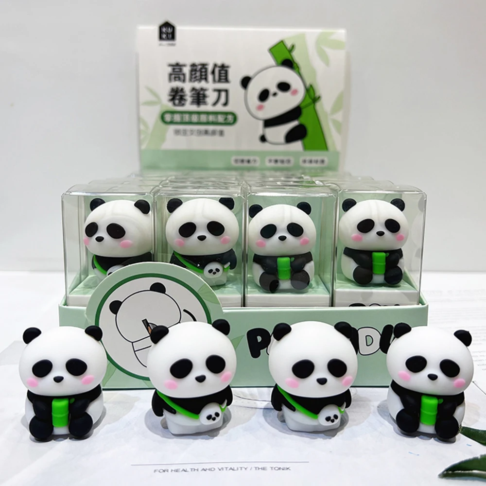 Cute Panda Hamburger Pencil Sharpener Kawaii Single Hole Pencil Cutter Student Kids Christmas Gift School Office Supplies