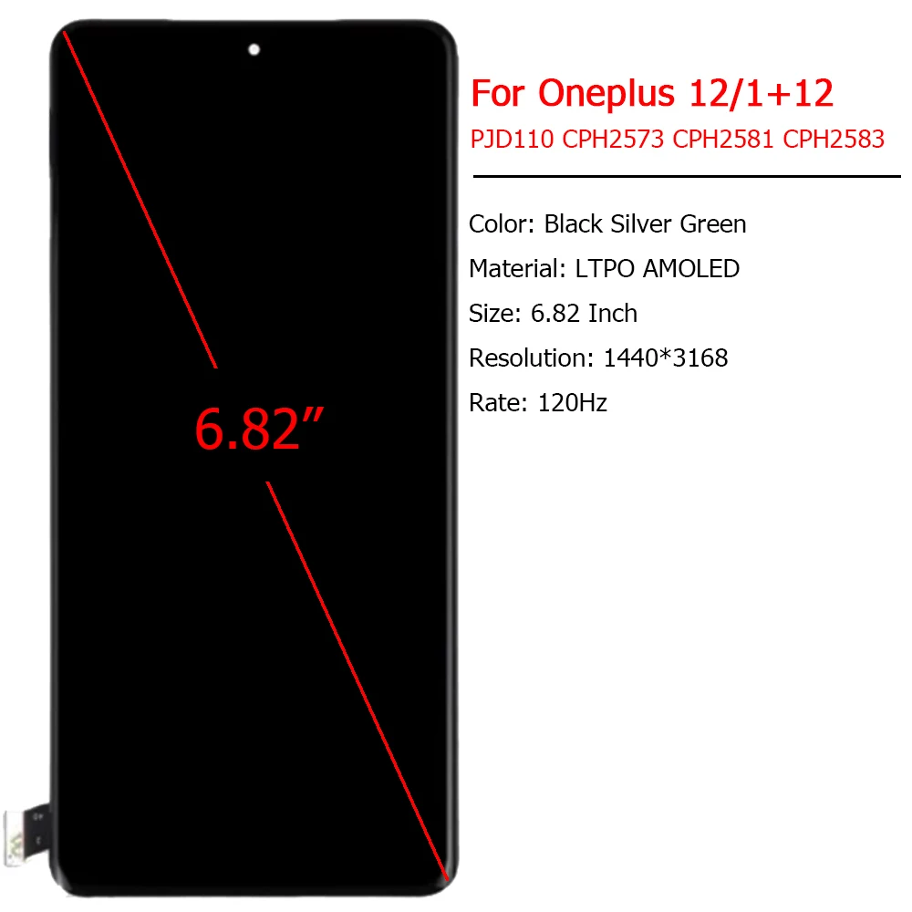 Original For Oneplus 12 Display LCD Screen With Frame 6.82\