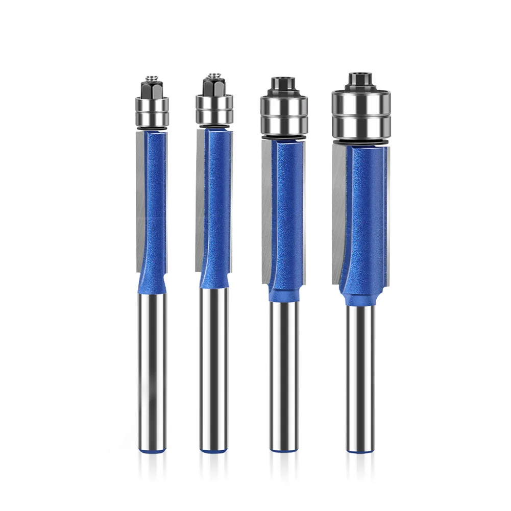 for Wood Template Pattern Bit Milling Cutt Trimming Tool 4pcs of 6mm Shank Blade Flush Trim Router Bit With Bearing