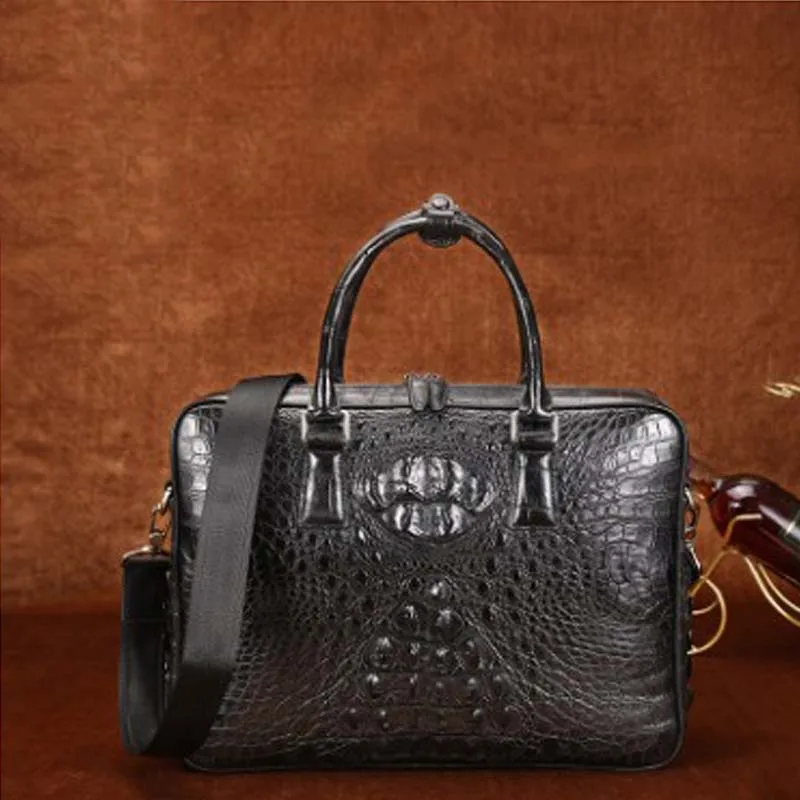 crocodile  A briefcase  male  worn  Commercial package  Genuine leather  Big bag  handbag  One shoulder bag  business  men