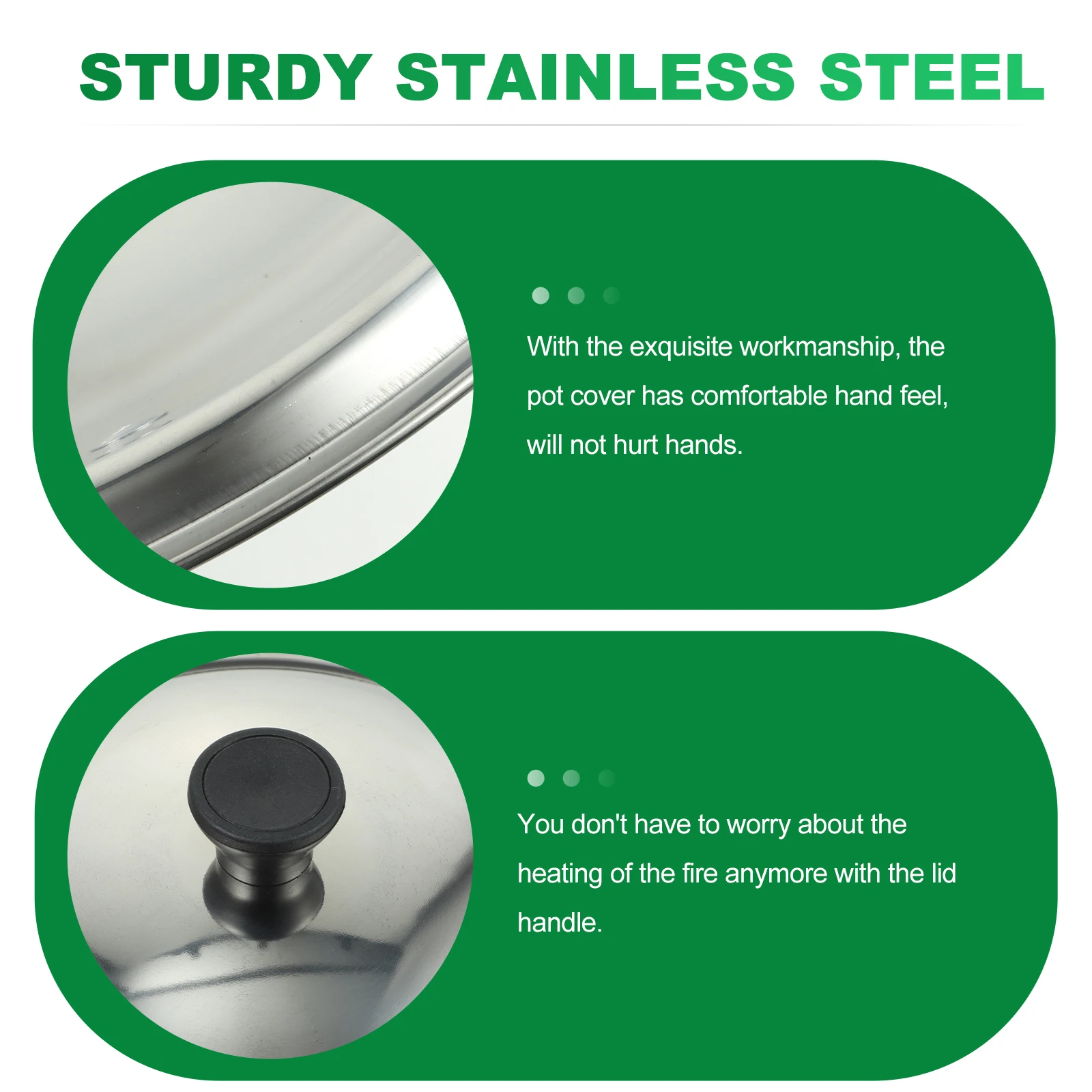 

Stainless Steel Round Pot Lid 20-30Cm Universal For Pans Pots Soup Cookware Anti-Scald Handle Dishwasher Safe Metal Cover