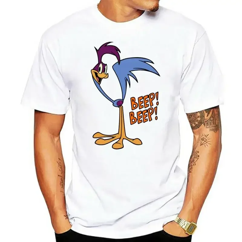 

2025 New summer men's road runner 100% cotton cotton Funny Chicken BEEP printed T-shirt Loose short-sleeved clothing