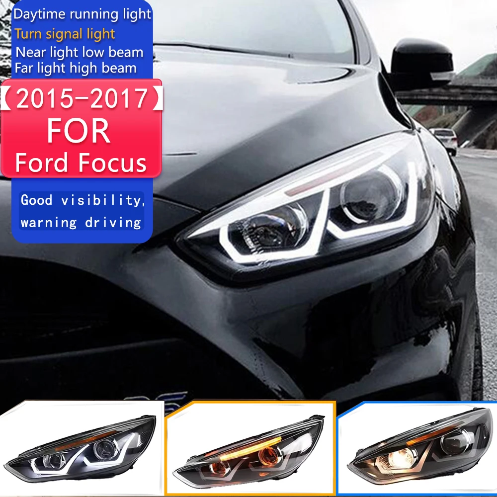 

Стайлинг автомобиля для фар Ford Focus 2015-2017 Focus 4 светодиодные фары H7 D2H спрятанный вариант Angel Eye Bi Xenon Beam аксессуары