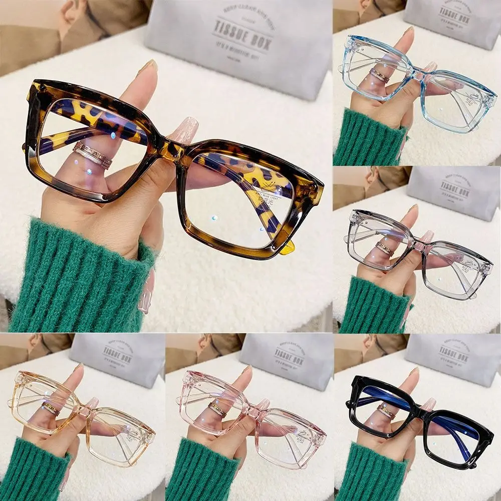 Ins Oversized Square Glasses Flat Light Glasses Large Frame Myopia Glasses Anti Blue Light Glasses Transparent Eyeglasses