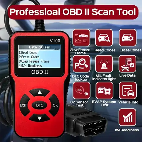 1pc V100 Professional OBD2 Scanner, Engine Fault Code Reader, Diagnostic Scan Tool for OBD II Protocol Cars Since 1996 8 best sales diagnostic obd - №5