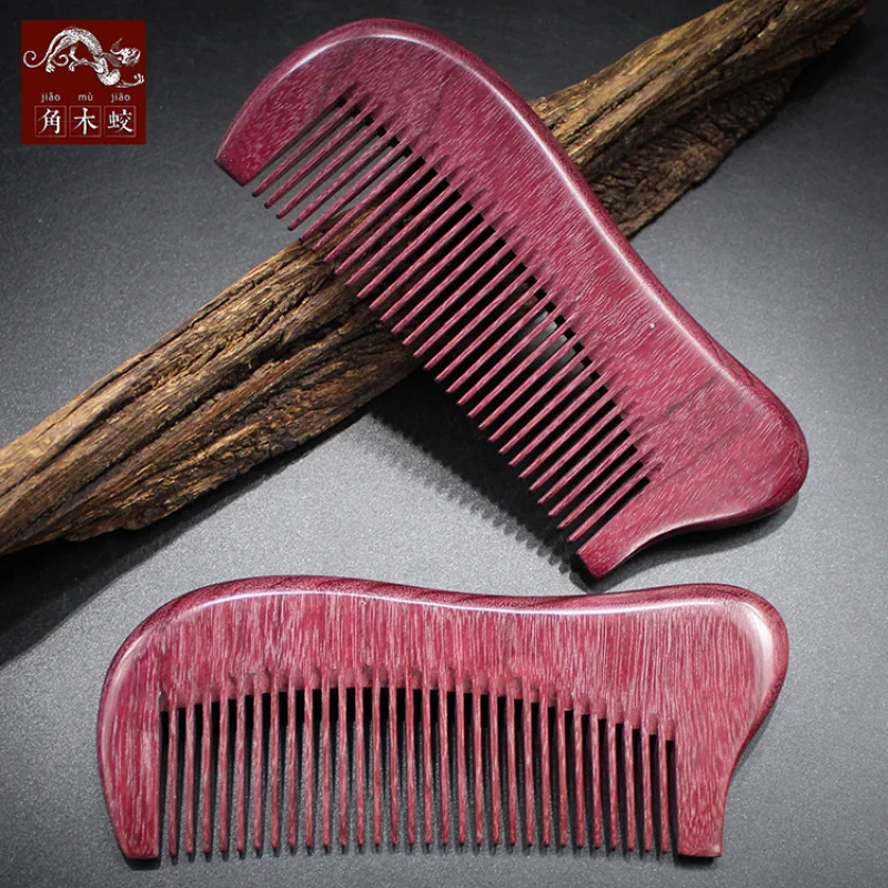 Purple heart wood comb, violet solid wood fine-toothed comb, quality creative design